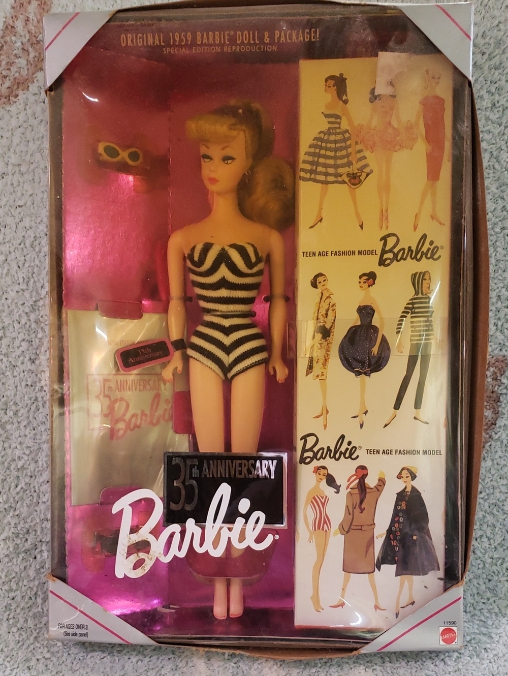 Barbie 35th Anniversary Black & White Striped Swimsuit Doll by Barbie
